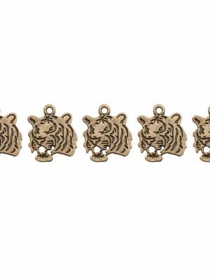 5 PCS Vintage Double-Sided Tiger Charms