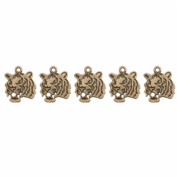 5 PCS Vintage Double-Sided Tiger Charms