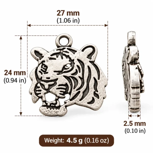 5 PCS Vintage Double-Sided Tiger Charms