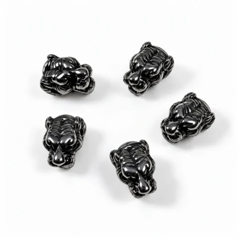 5 PCS Vintage Titanium Steel Tiger Head Charms