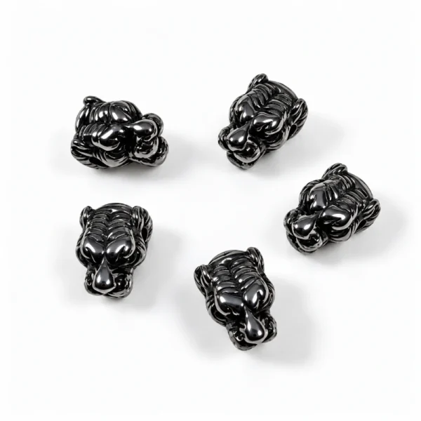 5 PCS Vintage Titanium Steel Tiger Head Charms