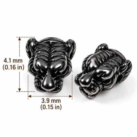 Vintage Titanium Steel Tiger Head Charms Size