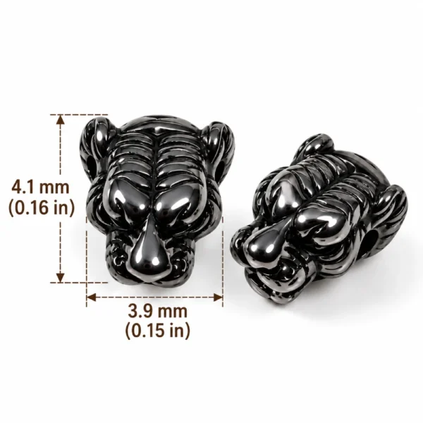 5 PCS Vintage Titanium Steel Tiger Head Charms