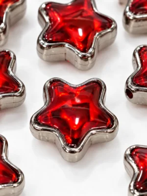 12mm Red Star Beads – Metal Frame Beads Details