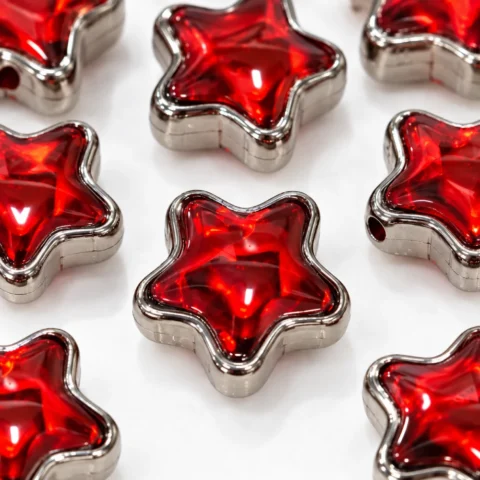 12mm Red Star Beads – Metal Frame Beads Details
