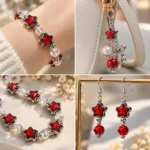 10 PCS 12mm Red Star Beads – Metal Frame Beads
