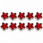 10 PCS 12mm Red Star Beads – Metal Frame Beads