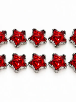 10 PCS 12mm Red Star Beads – Metal Frame Beads