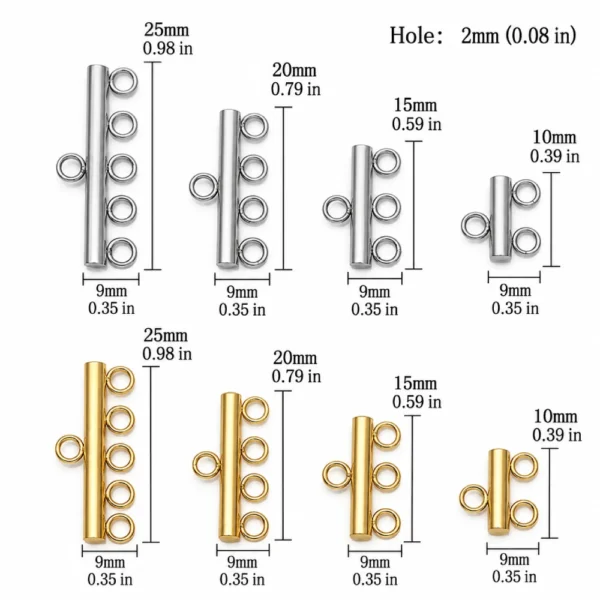 10 PCS 304 Stainless Steel Multi-Loop Connectors – 2/3/4/5 Loops