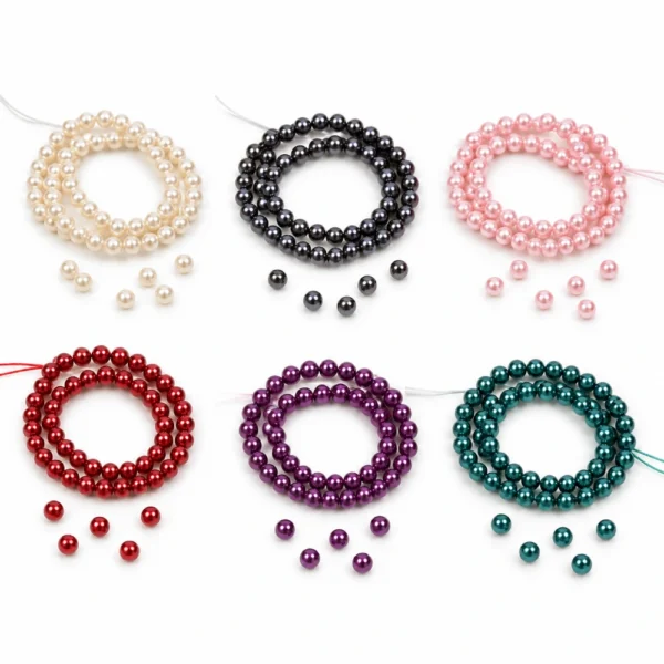 100 PCS 6mm Glass Pearl Beads for Jewelry Making