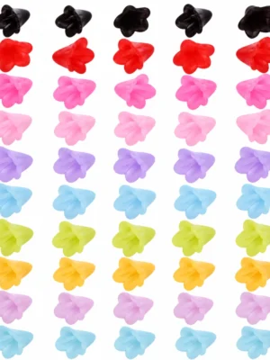 100 PCS Acrylic Flower Beads – Colorful Translucent Beads