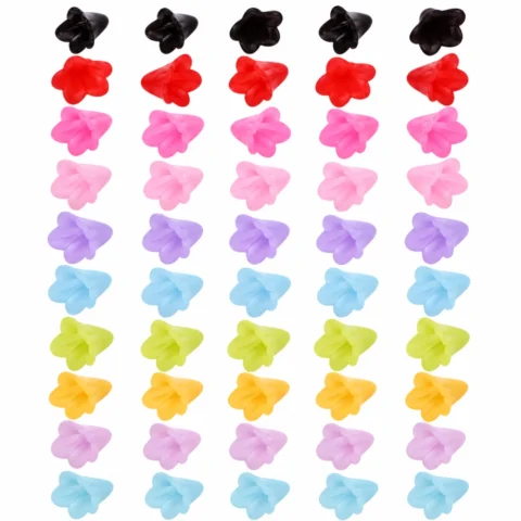100 PCS Acrylic Flower Beads – Colorful Translucent Beads