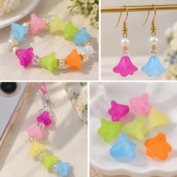 100 PCS Acrylic Flower Beads – Colorful Translucent Beads