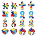 16 PCS Autism Awareness Puzzle Charms – Mixed Alloy Pendants