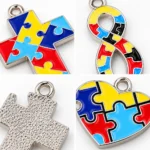 16 PCS Autism Awareness Puzzle Charms – Mixed Alloy Pendants