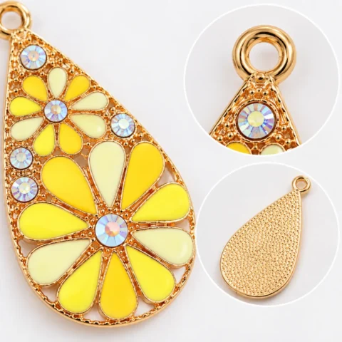 Close-up of flower pendant jewelry