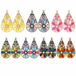 14 PCS Mixed Color Flower Pendant Charms
