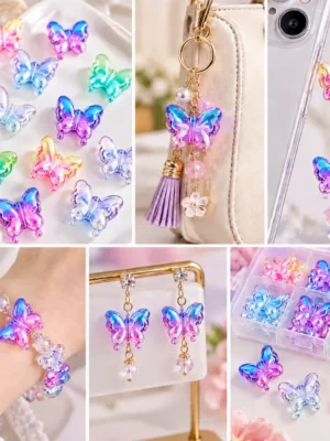 Gradient Acrylic Butterfly Beads display