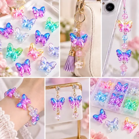 Gradient Acrylic Butterfly Beads display