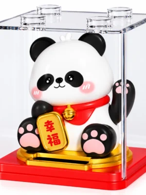 Lucky Panda Figurine with Display Case Happiness