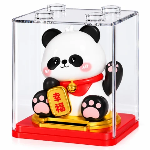 Lucky Panda Figurine with Display Case Happiness