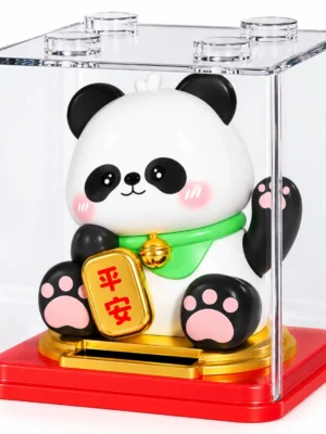 Lucky Panda Figurine with Display Case – Good Luck Decoration