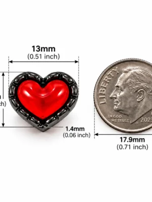 Red Heart Beads – Black Frame Beads Size