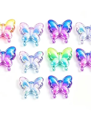 10pcs Gradient Acrylic Butterfly Beads – Straight Hole