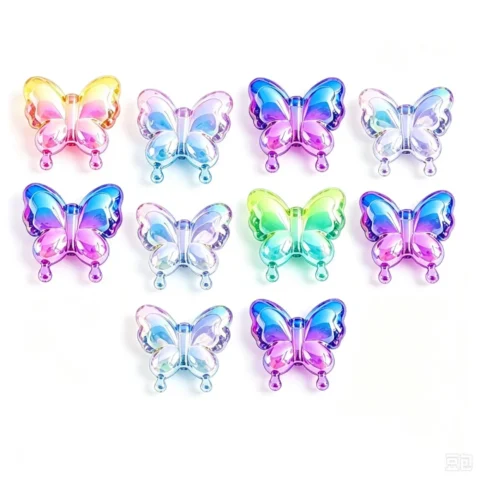10pcs Gradient Acrylic Butterfly Beads – Straight Hole
