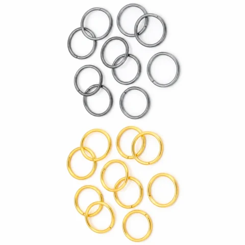 100 PCS Metal Open Jump Rings – Gold & Steel, 10mm & 12mm