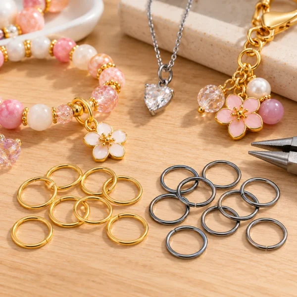 100 PCS Metal Open Jump Rings – Gold & Steel, 10mm & 12mm