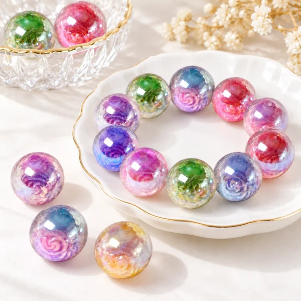 10 PCS 16mm Mixed Color Resin Rose Beads