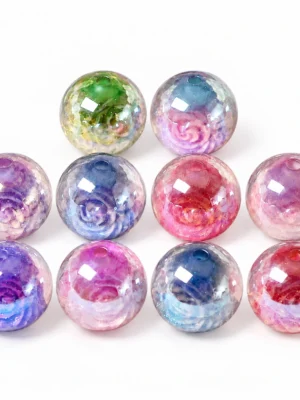 10 PCS 16mm Mixed Color Resin Rose Beads