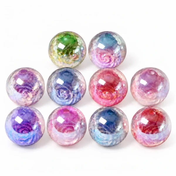 10 PCS 16mm Mixed Color Resin Rose Beads