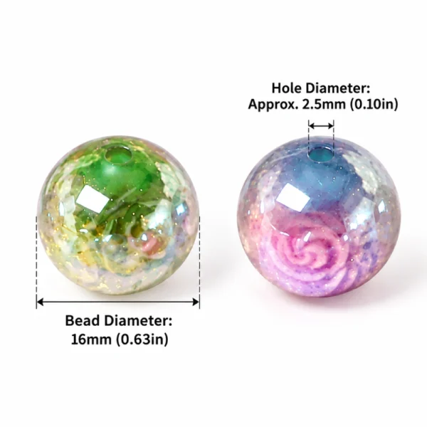 10 PCS 16mm Mixed Color Resin Rose Beads