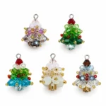 5 PCS 26mm Beaded Christmas Tree Charms – 5 Colors