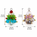 5 PCS 26mm Beaded Christmas Tree Charms – 5 Colors