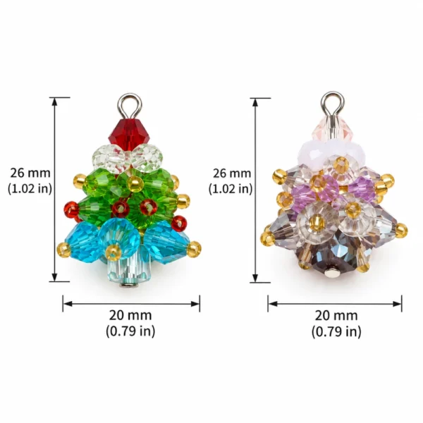 5 PCS 26mm Beaded Christmas Tree Charms – 5 Colors