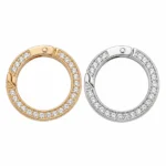 10 PCS 27mm Rhinestone Round Clasps – Gold & Silver