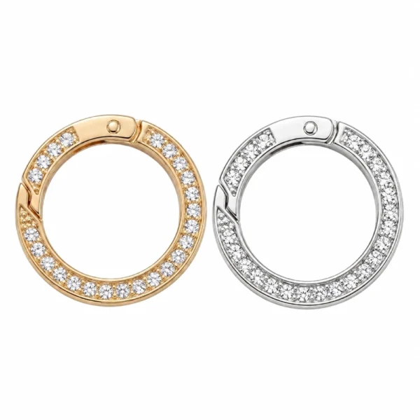 10 PCS 27mm Rhinestone Round Clasps – Gold & Silver