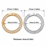10 PCS 27mm Rhinestone Round Clasps – Gold & Silver