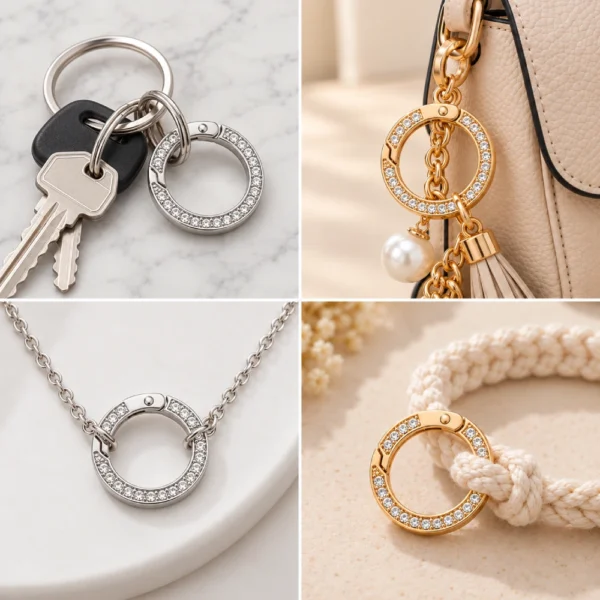 10 PCS 27mm Rhinestone Round Clasps – Gold & Silver