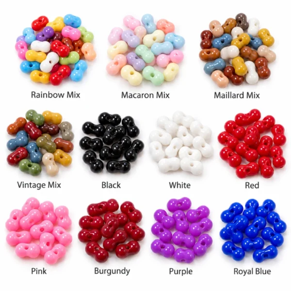 300 PCS 3×6mm Peanut Glass Beads – Multiple Colors