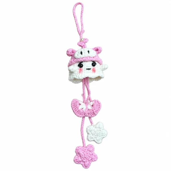 Handmade Crochet Pink Ghost Hanging Charm