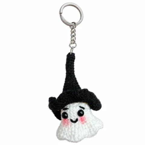 Handmade Crochet Witch Ghost Keychain