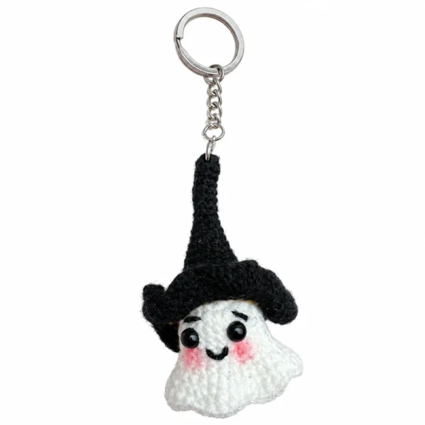 Handmade Crochet Witch Ghost Keychain