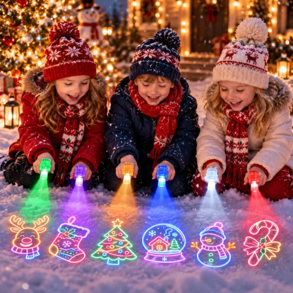 6 PCS Mixed Color Christmas Finger Lights for Kids – 6 Patterns