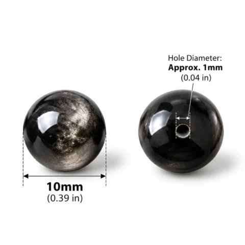 Natural Black Obsidian Round Bead Strand 10mm