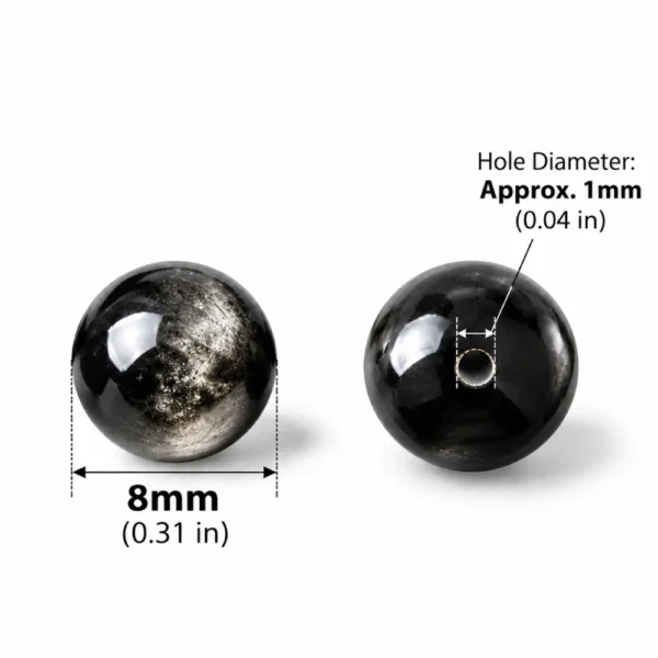 Natural Black Obsidian Round Bead Strand – Approx. 40 PCS