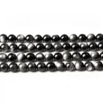 Natural Black Obsidian Round Bead Strand – Approx. 40 PCS